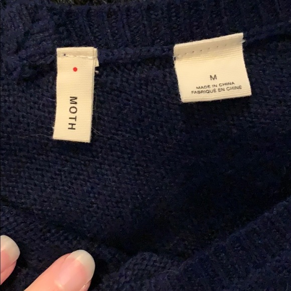 Moth for Anthropologie Keyhole Tie Back Sweater M | Navy Blue Knit Open Back GUC - Picture 5 of 7